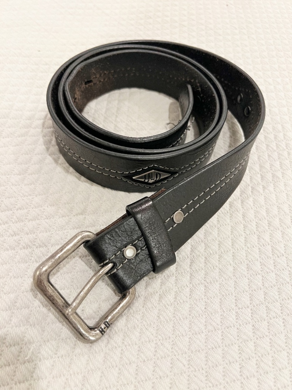 Harley Davidson Belt Mens 42 Brown Leather Studded Stitched Lane Steeler Biker